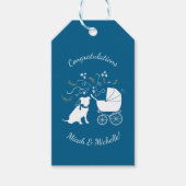 Pit Bull Dog Baby shower Blue Boy Pitbull Cadeaulabel (Voorkant)