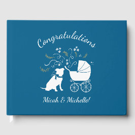 Pit Bull Dog Baby shower Blue Boy Pitbull Gastenboek