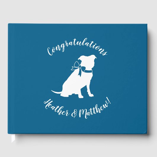 Pit Bull Dog Baby shower Blue Boy Pitbull Gastenboek (Voorkant)