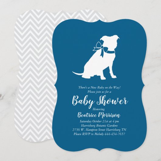 Pit Bull Dog Baby shower Blue Boy Pitbull Kaart (Voorkant / Achterkant)