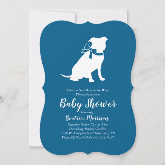 Pit Bull Dog Baby shower Blue Boy Pitbull Kaart (Voorkant)