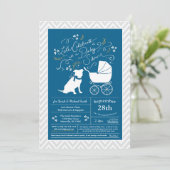 Pit Bull Dog Baby shower Blue Boy Pitbull Kaart (Staand voorkant)