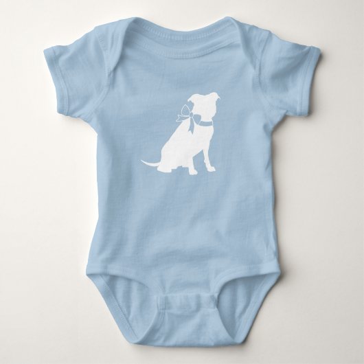 Pit Bull Dog Baby shower Blue Boy Pitbull Romper (Voorkant)