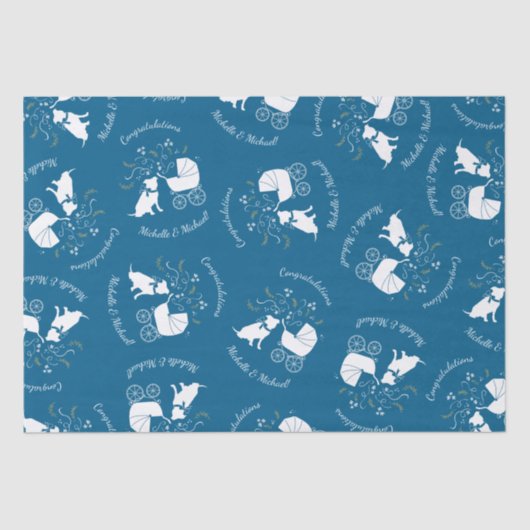 Pit Bull Dog Baby shower Blue Boy Pitbull Tissuepapier (Voorkant)
