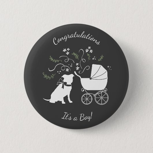 Pit Bull Dog Baby shower Genderneutraal Ronde Button 5,7 Cm (Voorkant)