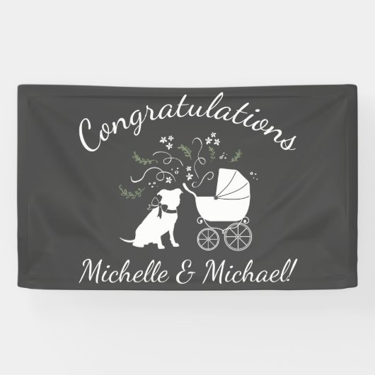 Pit Bull Dog Baby shower Genderneutraal Spandoek (Horizontaal)