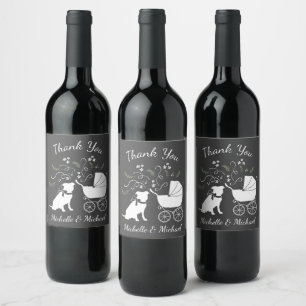 Pit Bull Dog Baby shower Geslacht Neutrale Pitbull Wijn Etiket
