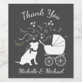 Pit Bull Dog Baby shower Geslacht Neutrale Pitbull Wijn Etiket (Enkel label)