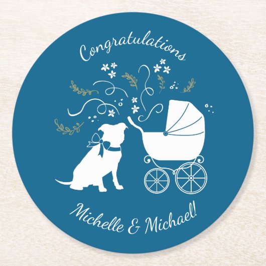 Pit Bull Dog-Baby shower Ronde Kartonnen Onderzetter (Voorkant)