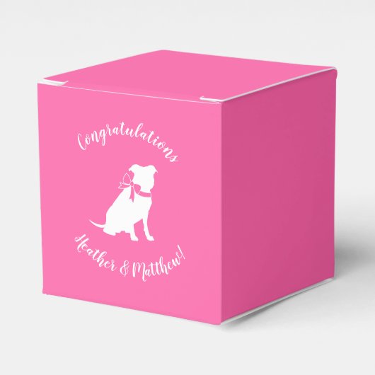 Pit Bull Dog Baby shower Roze Girl Pitbull Bedankdoosjes (Voorkant Zijde)