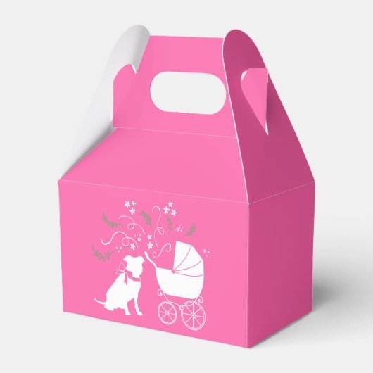 Pit Bull Dog Baby shower Roze Girl Pitbull Bedankdoosjes (Voorkant Zijde)