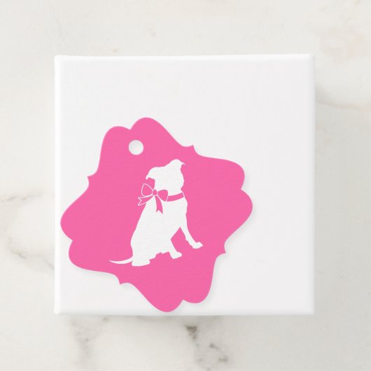 Pit Bull Dog Baby shower Roze Girl Pitbull Bedankjes Labels (In situ)