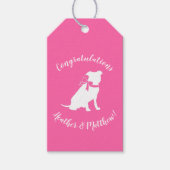 Pit Bull Dog Baby shower Roze Girl Pitbull Cadeaulabel (Voorkant)