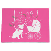 Pit Bull Dog Baby shower Roze Girl Pitbull Groot Cadeauzakje (Voorkant)