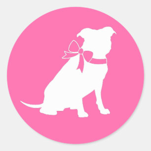 Pit Bull Dog Baby shower Roze Girl Pitbull Ronde Sticker
