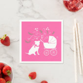 Pit Bull Dog Baby shower Roze Girl Pitbull Servet (Insitu)