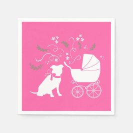 Pit Bull Dog Baby shower Roze Girl Pitbull Servet