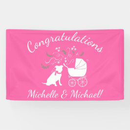 Pit Bull Dog Baby shower Roze Girl Pitbull Spandoek