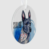 Pit Bull Dog Blue Waterverf Ornament (voorkant)