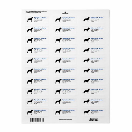 Pit Bull Dog Breed Silhouette Retour Adres Label (Full Sheet)
