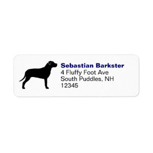 Pit Bull Dog Breed Silhouette Return Address Etiket