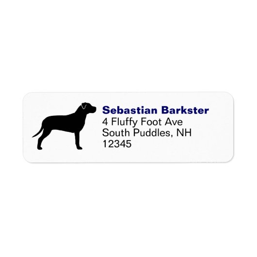 Pit Bull Dog Breed Silhouette Return Address Etiket (Voorkant)