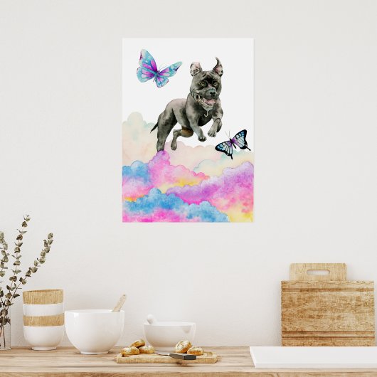 Pit Bull Dog Fantasy Waterverf Pop Art Poster (Keuken)