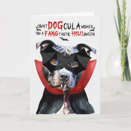 Pit Bull Dog Funny Count DOGcula Halloween Feestdagen Kaart