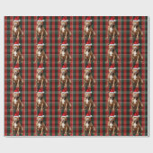 Pit Bull Dog Green en Red Holiday Plaid Kerstmis Cadeaupapier (Vlak)