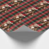 Pit Bull Dog Green en Red Holiday Plaid Kerstmis Cadeaupapier (Hoek)
