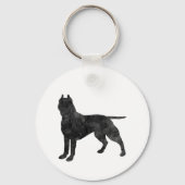 Pit Bull Dog Grunge Silhouette Sleutelhanger (Voorkant)