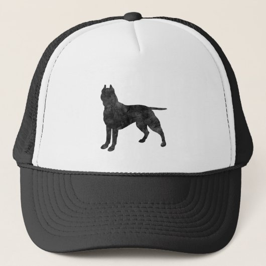 Pit Bull Dog Grunge Silhouette Trucker Pet (Voorkant)