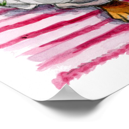 Pit Bull Dog in Bathrobe Waterverf Schilderen Poster (Hoek)