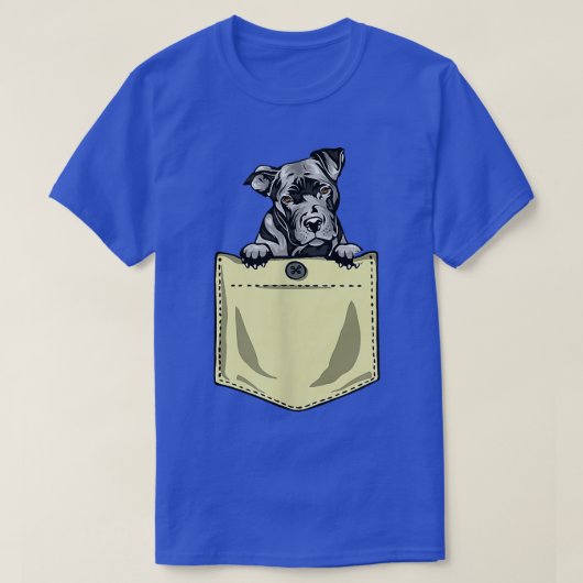Pit Bull Dog in Pocket Pitbull Puppy T-Shirt (Design voorkant)