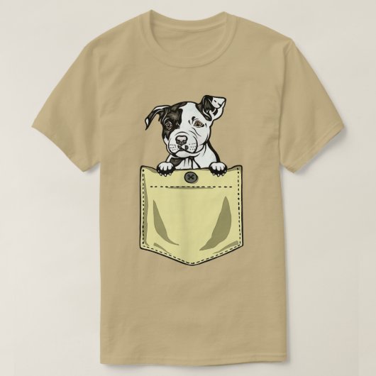 Pit Bull Dog in Pocket Puppy Pitbull T-Shirt (Design voorkant)