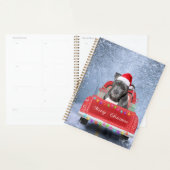Pit Bull Dog in Snow, zittend met Kerstmis Planner (Display)