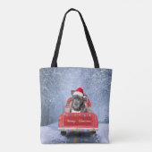 Pit Bull Dog in Snow, zittend met Kerstmis Tote Bag (Achterkant)