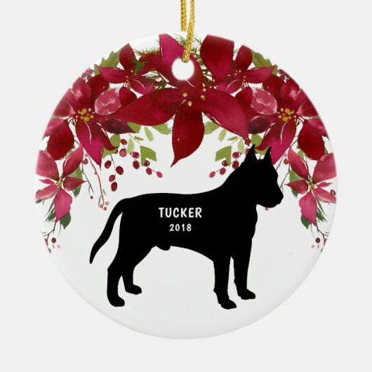 Pit Bull Dog-kerstboomversiering Keramisch Ornament (Voorkant)