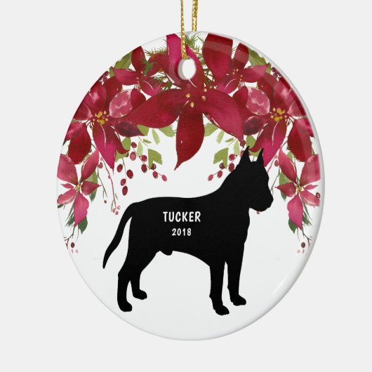 Pit Bull Dog-kerstboomversiering Keramisch Ornament (Links)