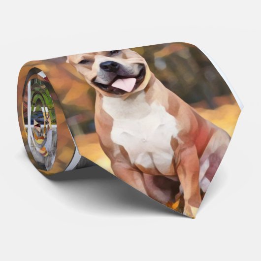 Pit Bull Dog Mannen Stropdas Abstracte kunst (Opgerold)