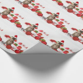 Pit Bull Dog met cadeaudoos en kerstversieringen Cadeaupapier (Hoek)