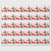 Pit Bull Dog met cadeaudoos en kerstversieringen Cadeaupapier (Vlak)