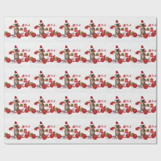 Pit Bull Dog met cadeaudoos en kerstversieringen Cadeaupapier (Vlak)