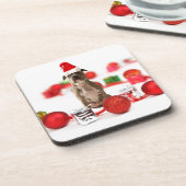 Pit Bull Dog met cadeaudoos en kerstversieringen Drankjes Onderzetter (Linkerzijde)