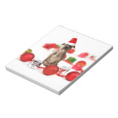 Pit Bull Dog met cadeaudoos en kerstversieringen Notitieblok (Linkerzijde)
