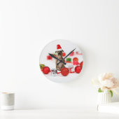 Pit Bull Dog met cadeaudoos en kerstversieringen Ronde Klok (Huis)