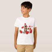 Pit Bull Dog met cadeaudoos en kerstversieringen T-shirt (Voorkant volledig)