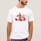 Pit Bull Dog met cadeaudoos en kerstversieringen T-shirt (Voorkant)