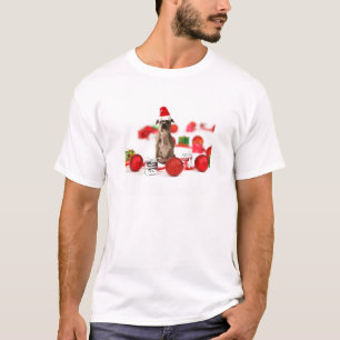 Pit Bull Dog met cadeaudoos en kerstversieringen T-shirt