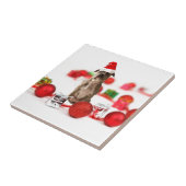 Pit Bull Dog met cadeaudoos en kerstversieringen Tegeltje (Zijkant)